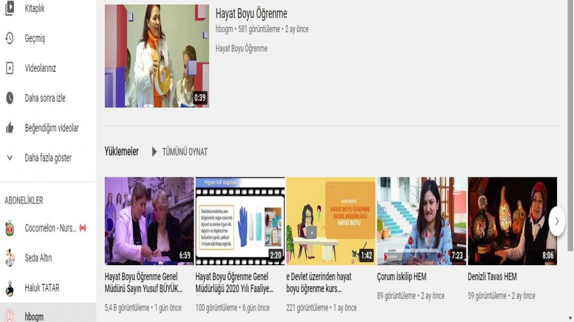 Hayat Boyu Öğrenme Genel Müdürlüğümüzün YouTube Kanalı Açıldı